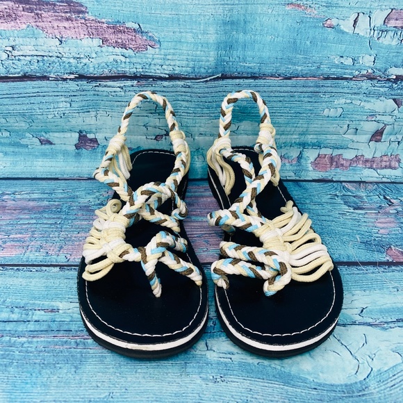 Butiti Shoes Butiti Braided Platform Sandals Blue Beige Sz 5 Poshmark